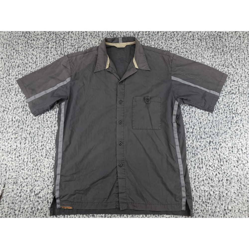 Salomon Button Down Shirt Mens L Gray Cotton Gorpcore Techwear Short Sleeve